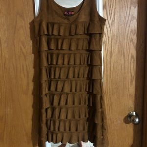 Mid thigh faux suede material dress